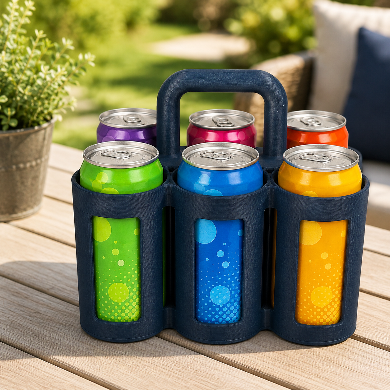 6-Can Beverage Carrier | 3D Printed Can Holder with Handle