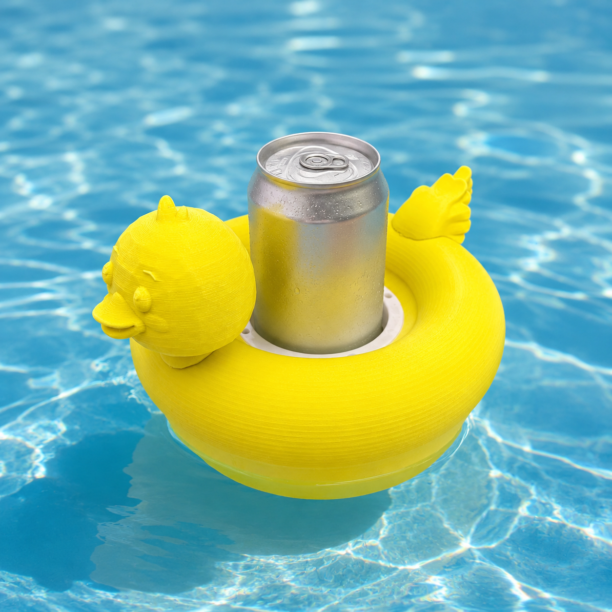 Yellow Duck Floating Drink Holder for Pool, Lake, Beach | 12 oz Can Cup Float