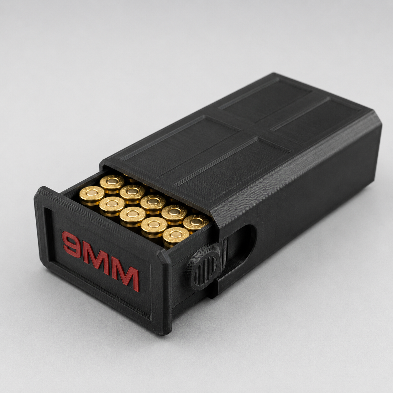 9mm Ammo Storage Box – 50 Round 9mm Luger Case with Sliding Lid & Dual Latches - Image 3