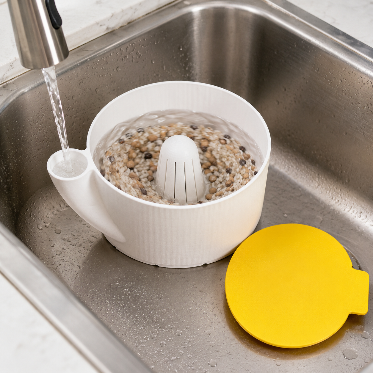 Rice Fruit & Vegetable Washer 360° Rotating Rice Rinser Kitchen Produce Cleaner