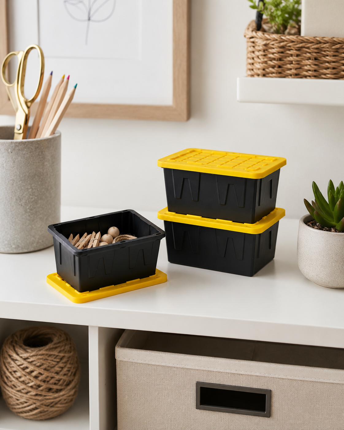 Mini Storage Tote 3-Pack – Small 3D Printed Organizer Bins with Lids
